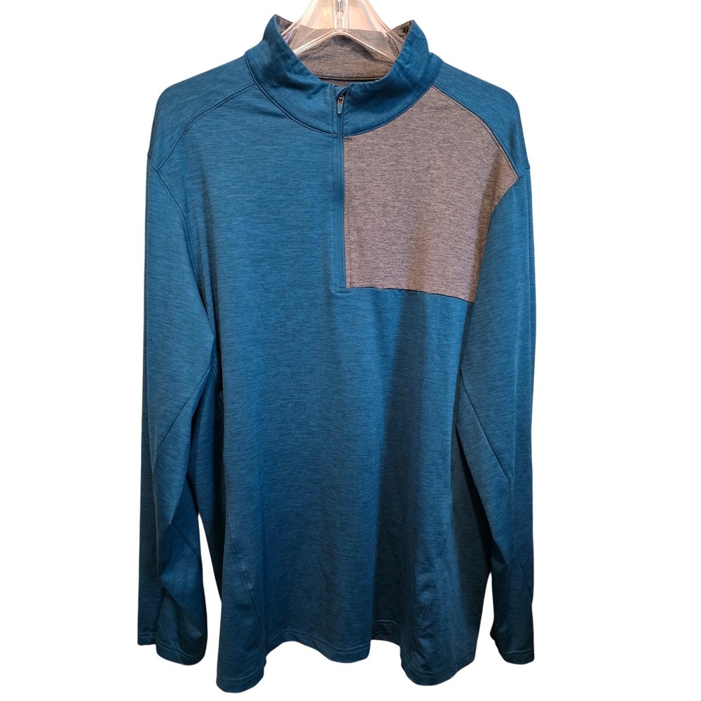 Walter Hagen 11 Degrees Mens Golf‎ Pullover 1/4 Zip Long Sleeve Teal Grey XL
